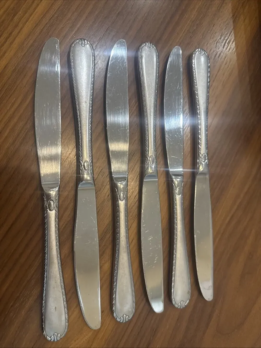 6 Hampton Silversmiths Dinner Butter Knives 18/10 Stainless Steel RACHELLE Frost